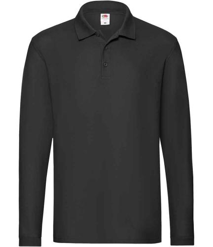 Fruit Loom L/S Premium Polo - Black - 3XL